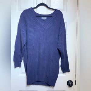 Express v neck tunic sweater, blue, size XS